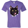 Black Cat Licking Men's Printed V-Neck T-Shirt
