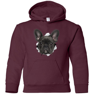 Black Frenchie Youth Pullover Hoodie