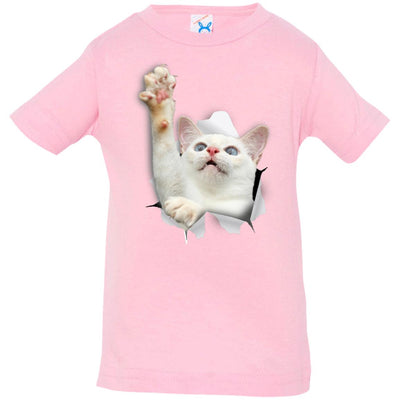 White Cat Reaching Infant Jersey T-Shirt