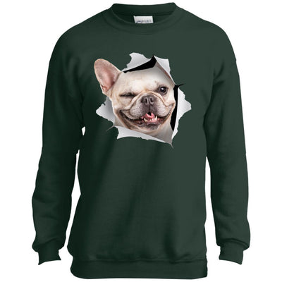 Winking Frenchie Youth Crewneck Sweatshirt
