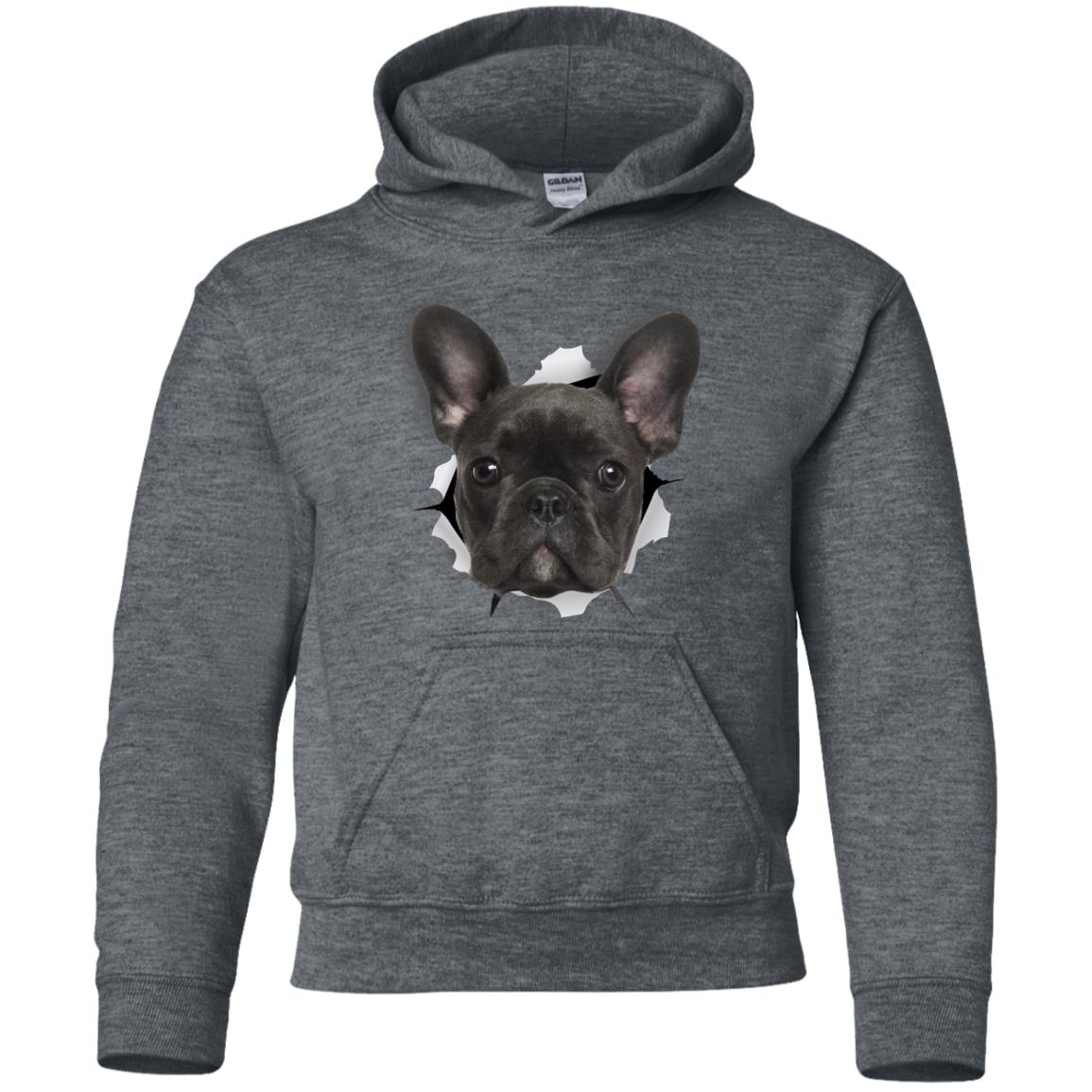 Black Frenchie Youth Pullover Hoodie