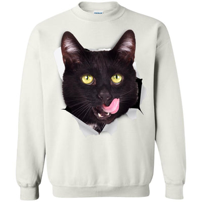 Black Cat Licking Crewneck Pullover Sweatshirt