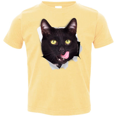 Black Cat Licking Toddler Jersey T-Shirt