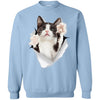 Black & White Reaching Cat Crewneck Pullover Sweatshirt
