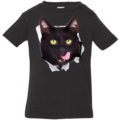 Black Cat Licking Infant Jersey T-Shirt