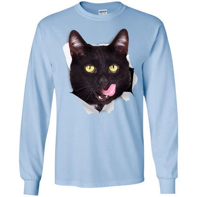 Black Cat Licking Long Sleeve Ultra Cotton T-Shirt