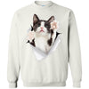 Black & White Reaching Cat Crewneck Pullover Sweatshirt