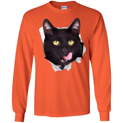 Black Cat Licking Long Sleeve Ultra Cotton T-Shirt