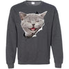 Grey Cat Laughing Crewneck Pullover Sweatshirt
