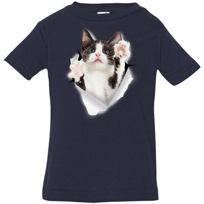 Black & White Reaching Cat Infant Jersey T-Shirt