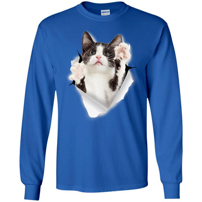 Black & White Reaching Cat Long Sleeve Ultra Cotton T-Shirt