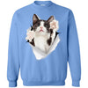 Black & White Reaching Cat Crewneck Pullover Sweatshirt