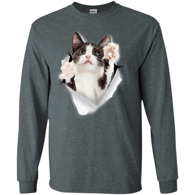 Black & White Reaching Cat Long Sleeve Ultra Cotton T-Shirt
