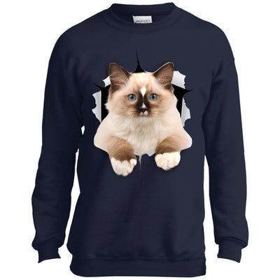 Brown Ragdoll Cat Youth Crewneck Sweatshirt