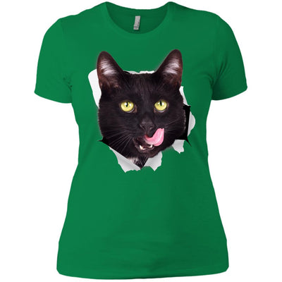 Black Cat Licking Ladies' T-Shirt