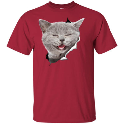 Grey Cat Laughing Youth Cotton T-Shirt