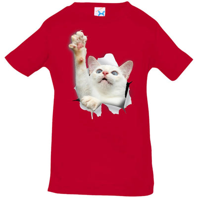 White Cat Reaching Infant Jersey T-Shirt