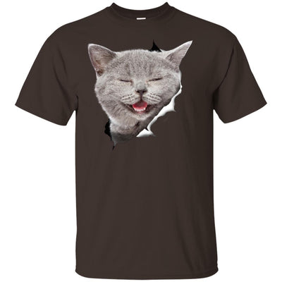 Grey Cat Laughing Youth Cotton T-Shirt