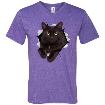 Black Cat Men's Printed V-Neck T-Shirt