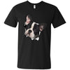 Black & White Frenchie Men's Printed V-Neck T-Shirt