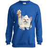 White Cat Reaching Youth Crewneck Sweatshirt