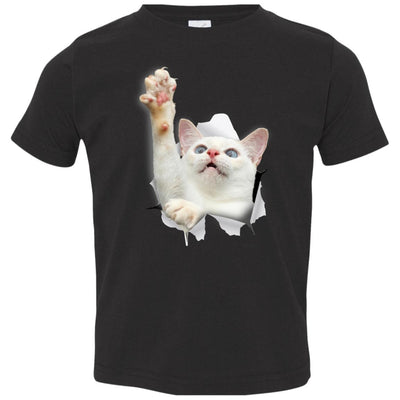 White Cat Reaching Toddler Jersey T-Shirt
