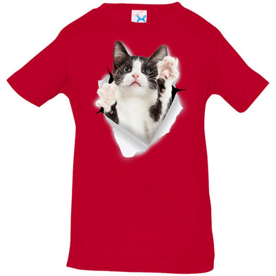 Black & White Reaching Cat Infant Jersey T-Shirt
