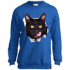 Black Cat Licking Youth Crewneck Sweatshirt