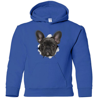 Black Frenchie Youth Pullover Hoodie