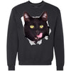 Black Cat Licking Heavyweight Crewneck Sweatshirt