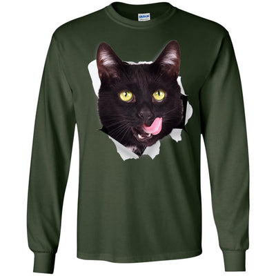 Black Cat Licking Long Sleeve Ultra Cotton T-Shirt