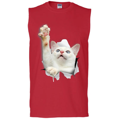 White Cat Reaching Men's Ultra Cotton Sleeveless T-Shirt