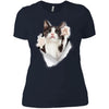 Black & White Reaching Cat Ladies' T-Shirt