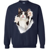 Black & White Reaching Cat Crewneck Pullover Sweatshirt