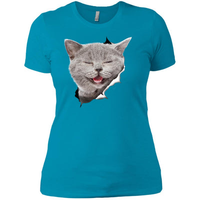 Grey Cat Laughing Ladies' T-Shirt