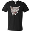 Grey Cat Laughing Men's Printed V-Neck T-Shirt