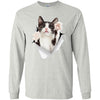 Black & White Reaching Cat Long Sleeve Ultra Cotton T-Shirt