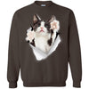 Black & White Reaching Cat Crewneck Pullover Sweatshirt