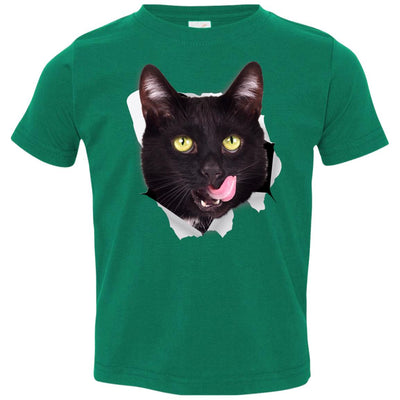 Black Cat Licking Toddler Jersey T-Shirt