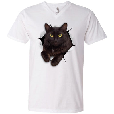 Black Cat Men's Printed V-Neck T-Shirt