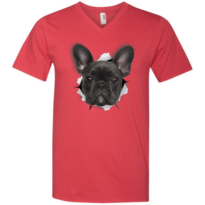 Black Frenchie Men's Printed V-Neck T-Shirt
