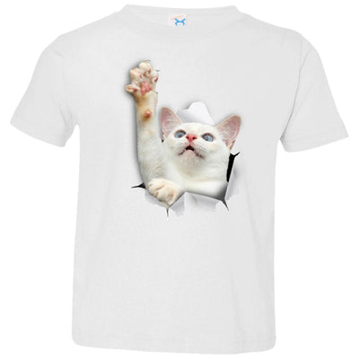 White Cat Reaching Toddler Jersey T-Shirt