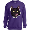 Black Cat Licking Youth Crewneck Sweatshirt