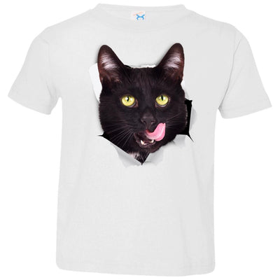 Black Cat Licking Toddler Jersey T-Shirt