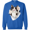 Black & White Reaching Cat Crewneck Pullover Sweatshirt