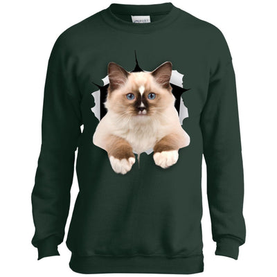 Brown Ragdoll Cat Youth Crewneck Sweatshirt