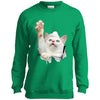 White Cat Reaching Youth Crewneck Sweatshirt