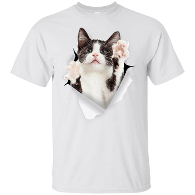 Black & White Reaching Cat Youth Cotton T-Shirt