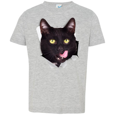 Black Cat Licking Toddler Jersey T-Shirt
