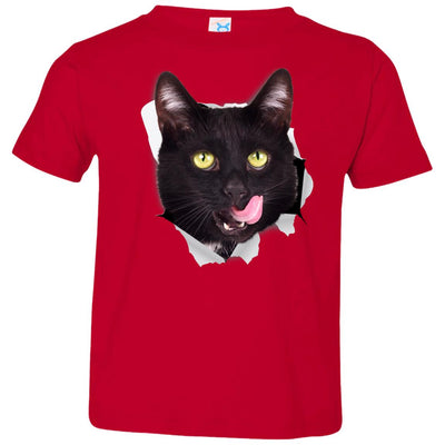 Black Cat Licking Toddler Jersey T-Shirt